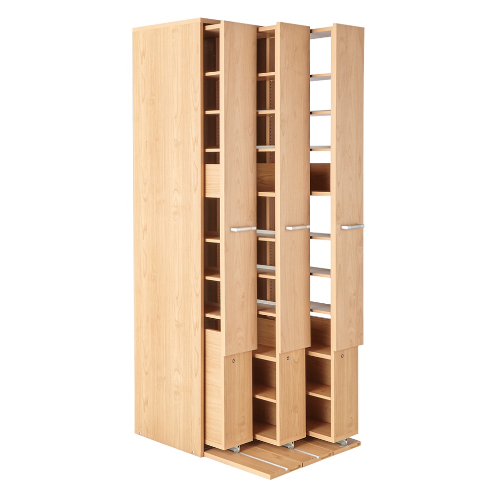 本格派 スライド収納書棚 AV収納庫 3列・幅64cm CD DVDラック 本棚 ラック シェルフ 628211