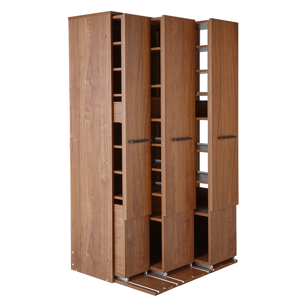 本格派 スライド収納書棚 書棚 3列・幅98cm(幅狭1列+幅広2列) 本棚 ブックシェルフ 書棚 ラック シェルフ 628214