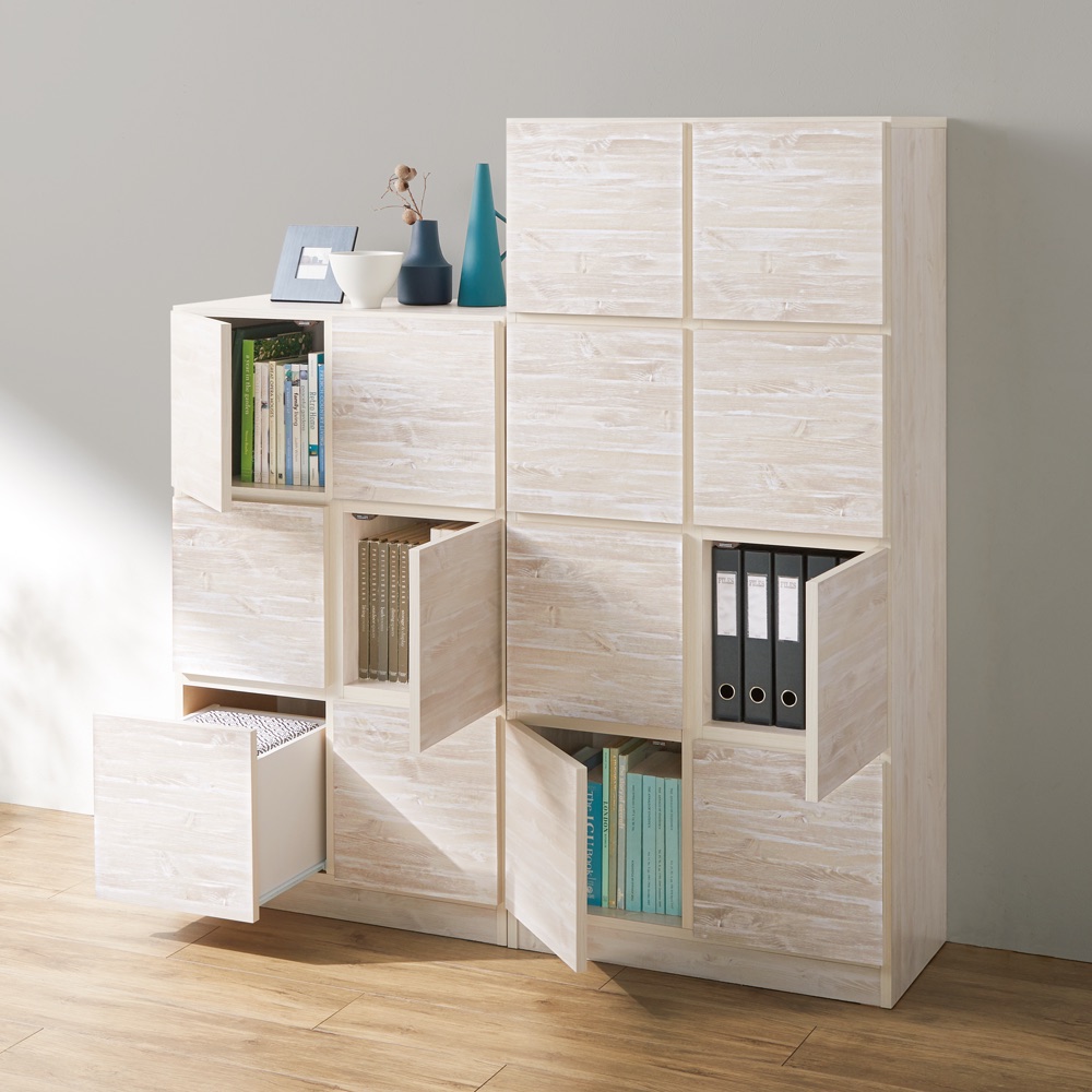 スクエアリビングキャビネット 3段扉 キャビネット リビングボード リビング収納 628218