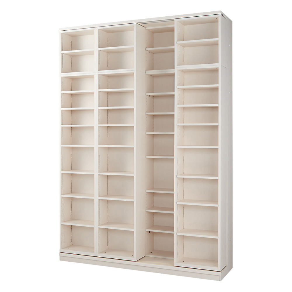 本格仕様 快適スライド書棚 オープン・上置き付き 4列 コミックラック 本棚 ラック シェルフ 628256