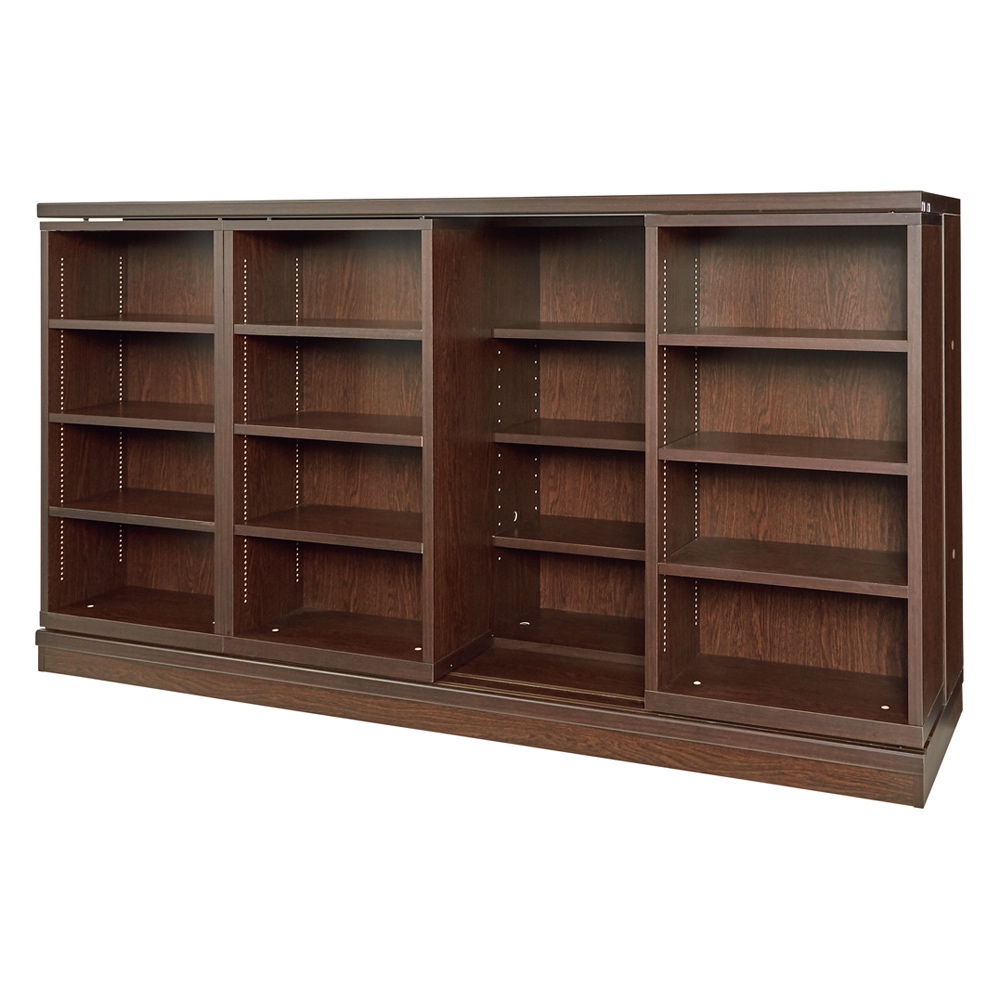 本格仕様 快適スライド本棚 2列 幅84高さ90cm 本棚 ブックシェルフ 書棚 ラック シェルフ 628257