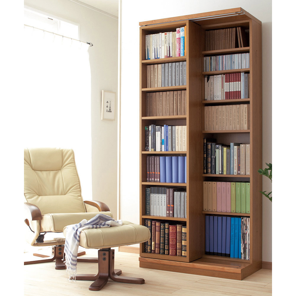 本格仕様 快適スライド本棚 3列 幅127高さ90cm 本棚 ブックシェルフ 書棚 ラック シェルフ 628258