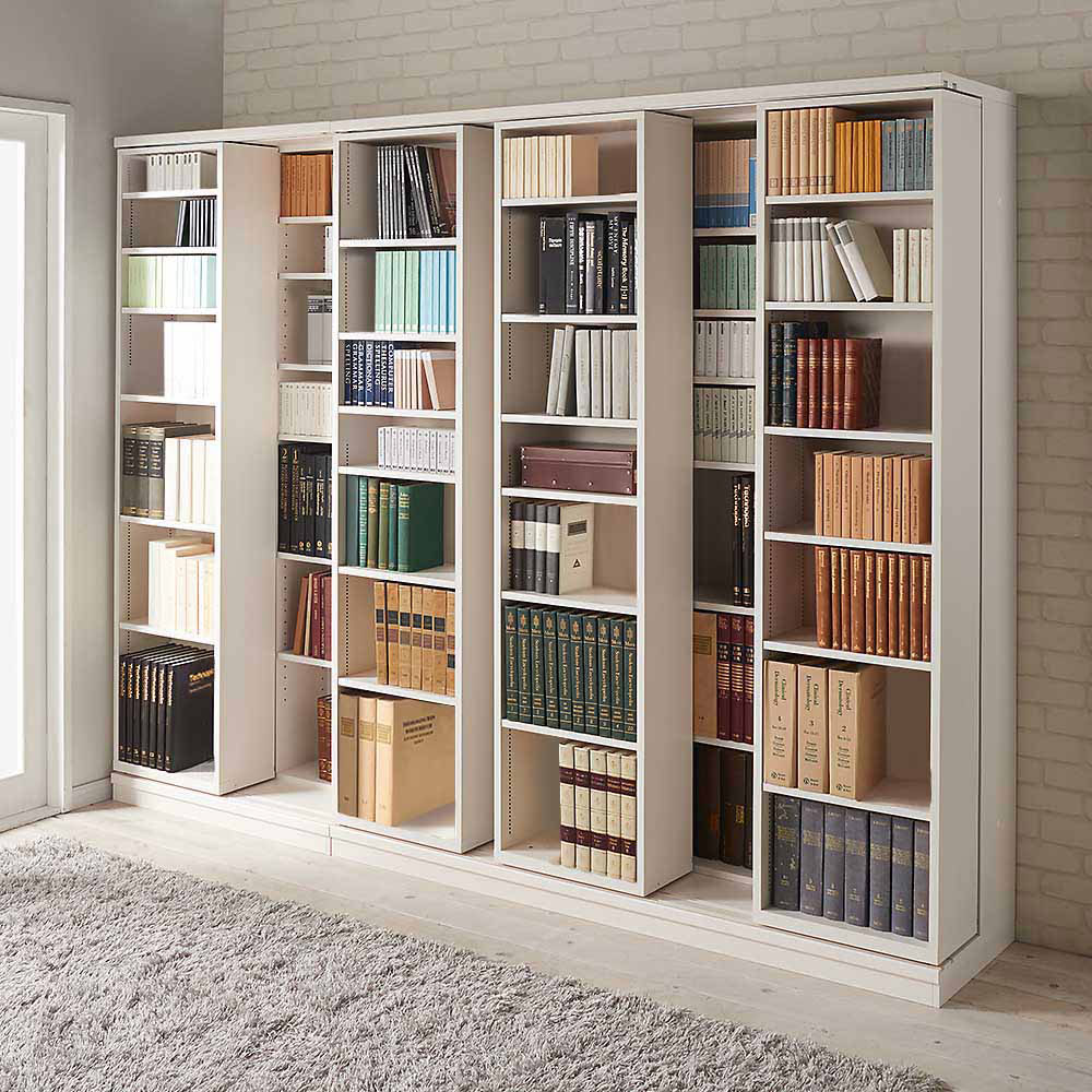 本格仕様 快適スライド本棚 4列 幅168高さ90cm 本棚 ブックシェルフ 書棚 ラック シェルフ 628259