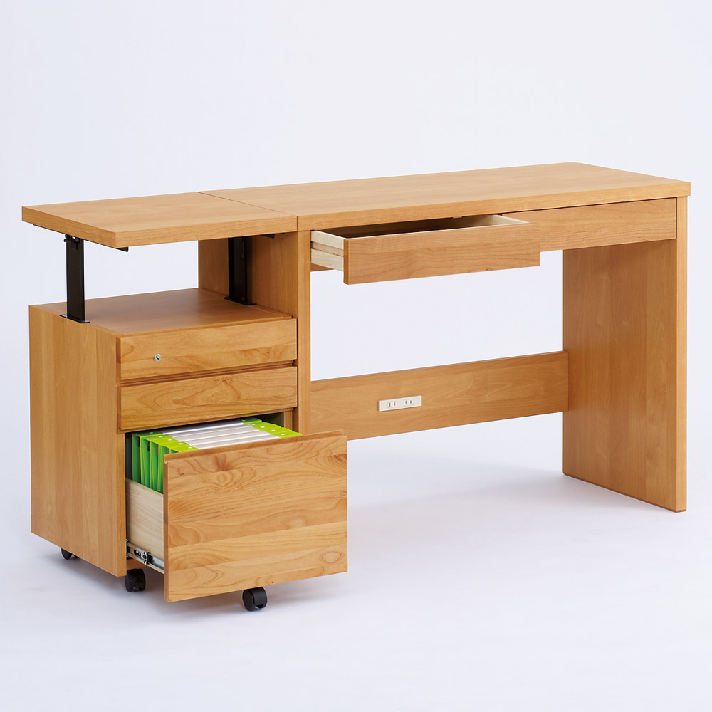 アルダー天然木 リビングデスク・幅100cm オフィス 事務 書斎机 机 628430