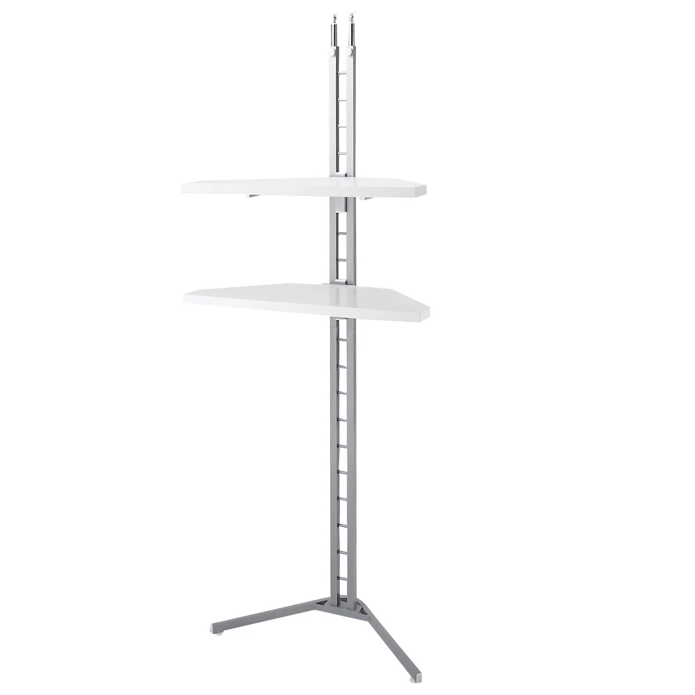 突っ張り式コーナー用ラック 幅90cm・2段 【テレビ上の空間を有効活用】 スチール メタルラック 本棚 ラック シェルフ 628501