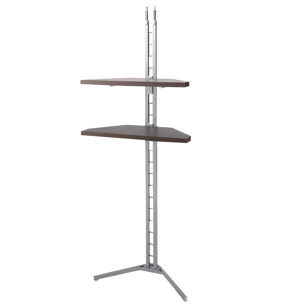 突っ張り式コーナー用ラック 幅90cm・2段 【テレビ上の空間を有効活用】 スチール メタルラック 本棚 ラック シェルフ 628501