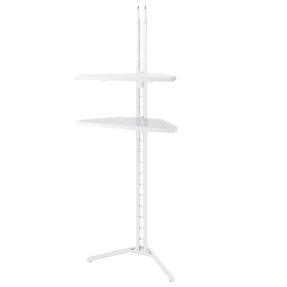 突っ張り式コーナー用ラック 幅90cm・2段 【テレビ上の空間を有効活用】 スチール メタルラック 本棚 ラック シェルフ 628501