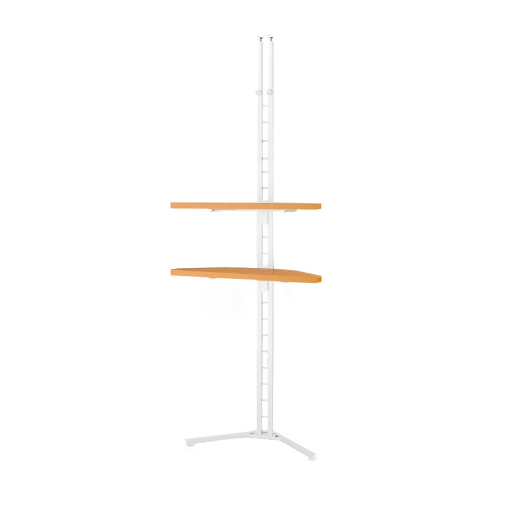 突っ張り式コーナー用ラック 幅90cm・2段 【テレビ上の空間を有効活用】 スチール メタルラック 本棚 ラック シェルフ 628501