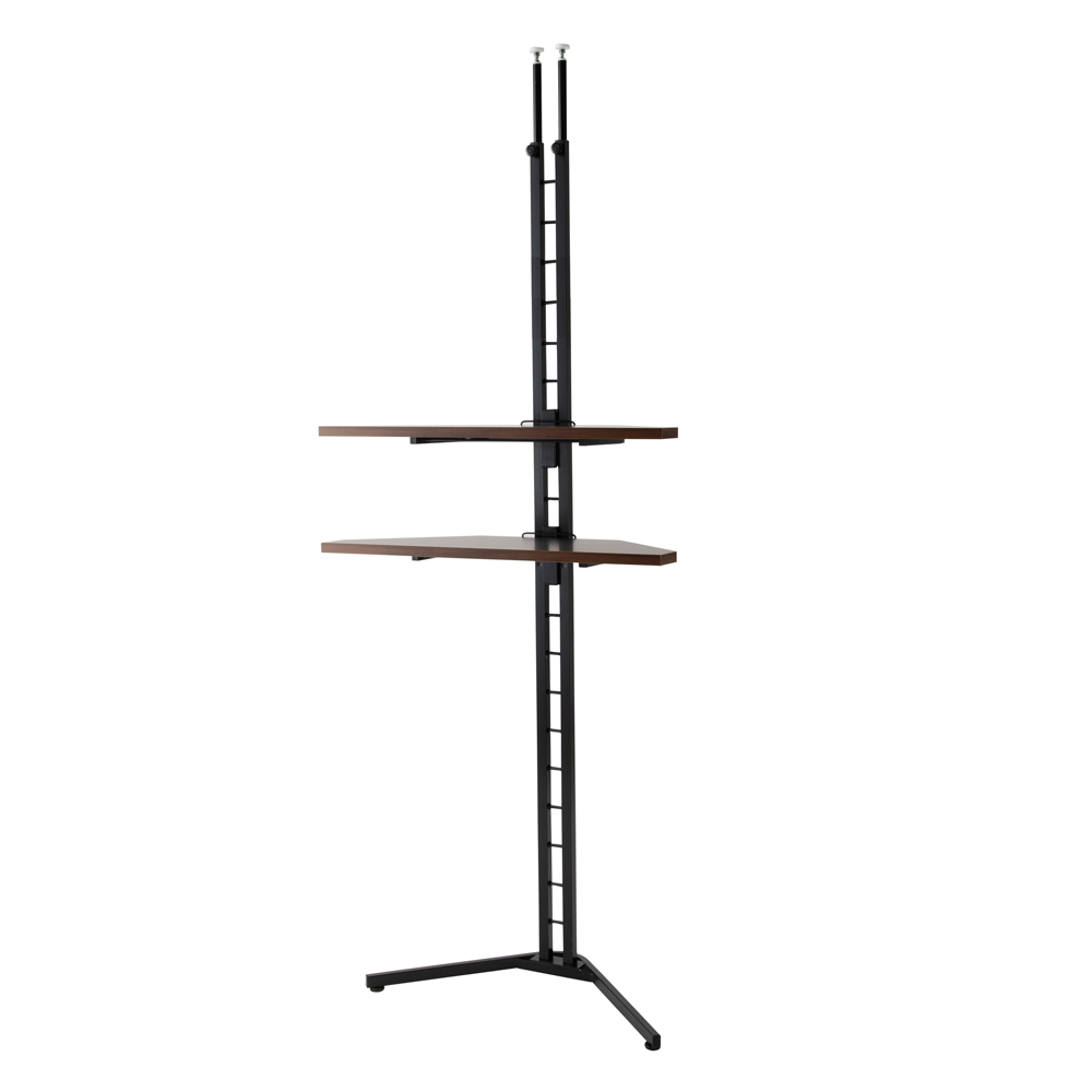 突っ張り式コーナー用ラック 幅90cm・2段 【テレビ上の空間を有効活用】 スチール メタルラック 本棚 ラック シェルフ 628501