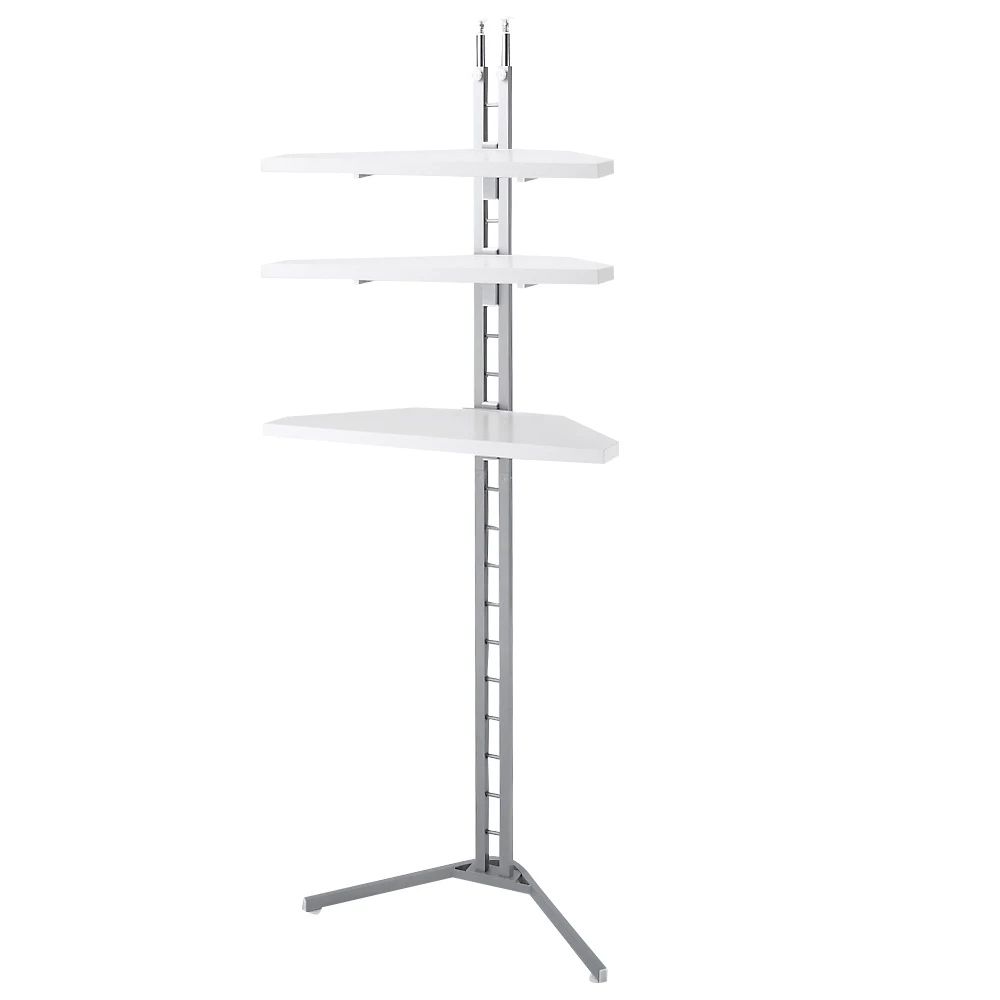 突っ張り式コーナー用ラック 幅90cm・3段 【テレビ上の空間を有効活用】 スチール メタルラック 本棚 ラック シェルフ 628502