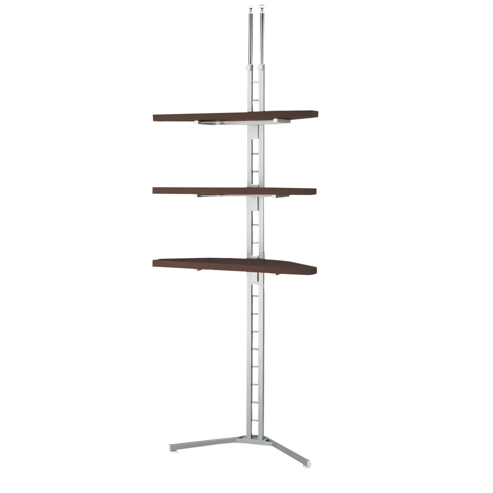 突っ張り式コーナー用ラック 幅90cm・3段 【テレビ上の空間を有効活用】 スチール メタルラック 本棚 ラック シェルフ 628502