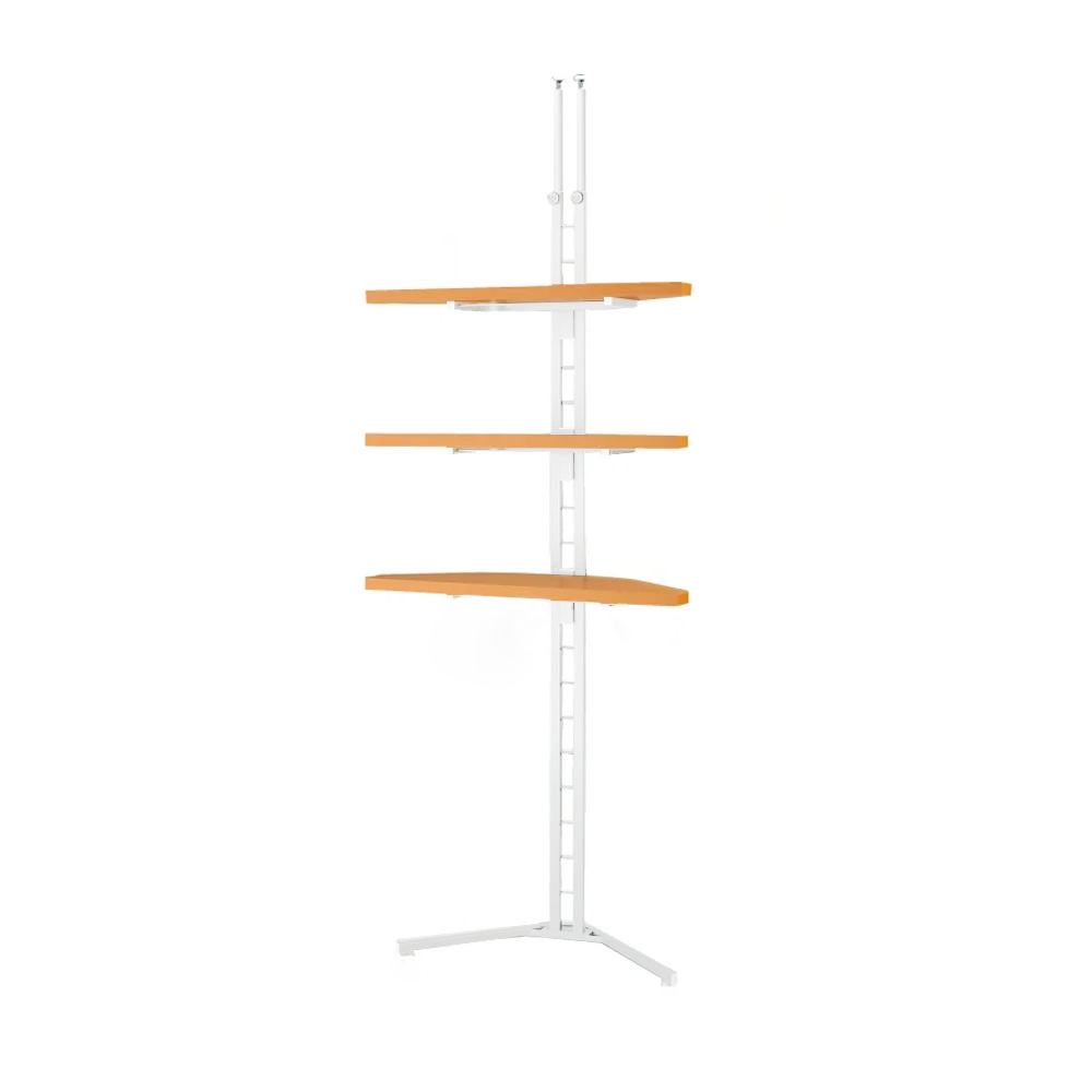 突っ張り式コーナー用ラック 幅90cm・3段 【テレビ上の空間を有効活用】 スチール メタルラック 本棚 ラック シェルフ 628502