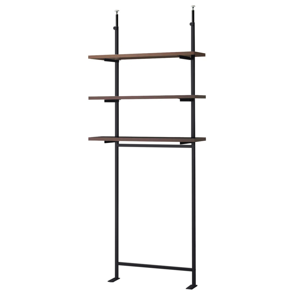 テレビ上の空間を有効活用できるオーバーハングボードシリーズ 突っ張り式スペースラック 壁面用 幅59.5cm・3段 スチール メタルラック 本棚 ラック シェルフ 628503