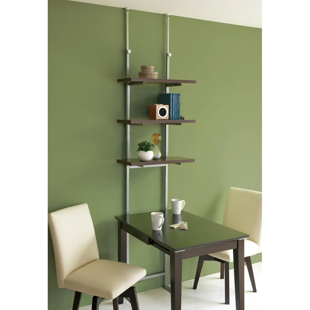 テレビ上の空間を有効活用できるオーバーハングボードシリーズ 突っ張り式スペースラック 壁面用 幅89.5cm・3段 スチール メタルラック 本棚 ラック シェルフ 628504