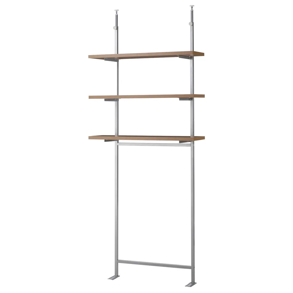 テレビ上の空間を有効活用できるオーバーハングボードシリーズ 突っ張り式スペースラック 壁面用 幅89.5cm・3段 スチール メタルラック 本棚 ラック シェルフ 628504