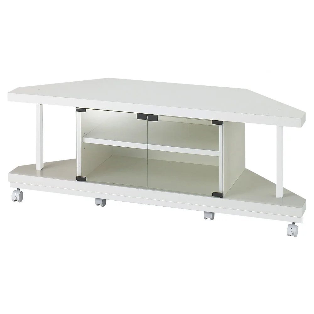 コーナーテレビ台(上棚なし) 幅90cm オープンタイプ キャスター付き コーナーテレビ台 テレビ台 テレビボード 628507