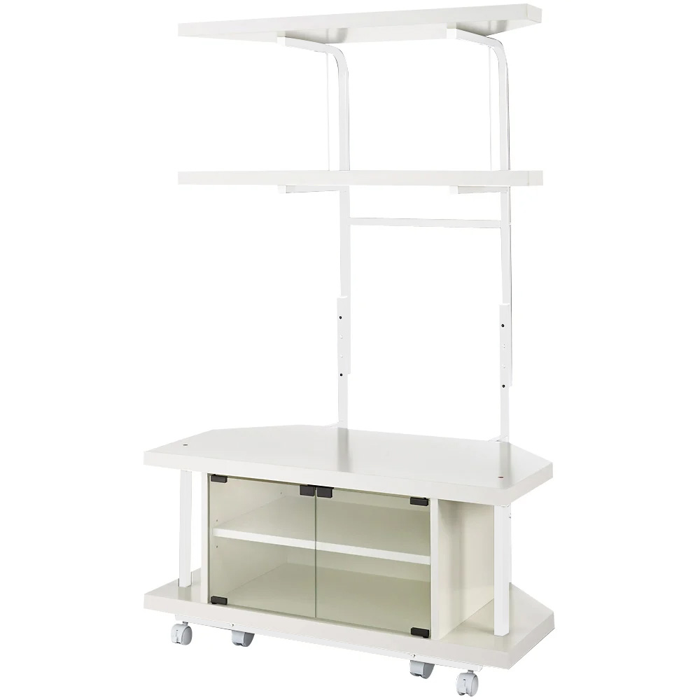 コーナーテレビ台(上棚付き) 幅90cm 棚2段 キャスター付き コーナーテレビ台 テレビ台 テレビボード 628509