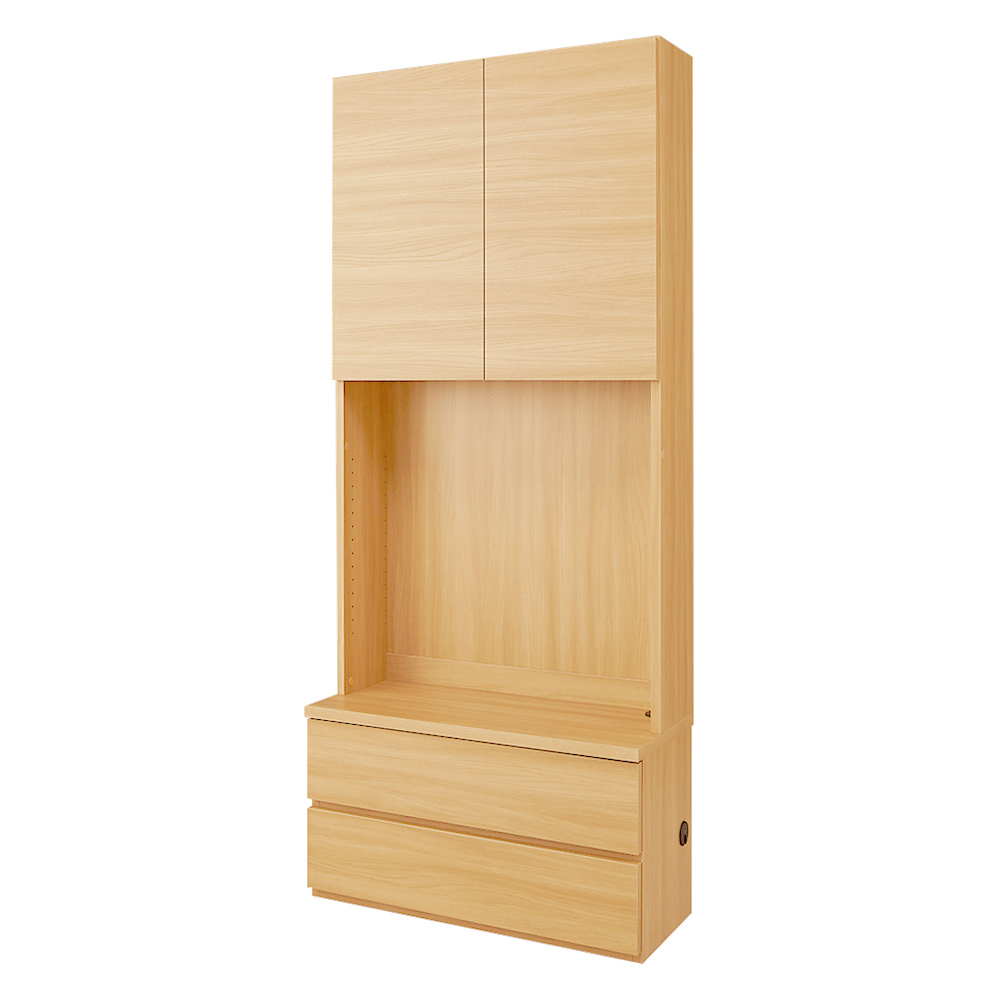 コーナーテレビ台壁面収納シリーズ キャビネット幅75cm オープン&引き出し リビング壁面収納 壁面収納 システム収納 628511