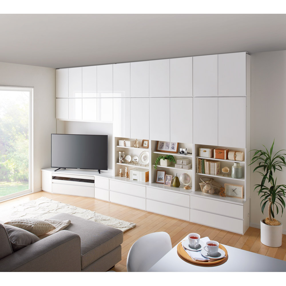 コーナーテレビ台壁面収納シリーズ キャビネット幅75cm 扉&引き出し リビング壁面収納 壁面収納 システム収納 628512