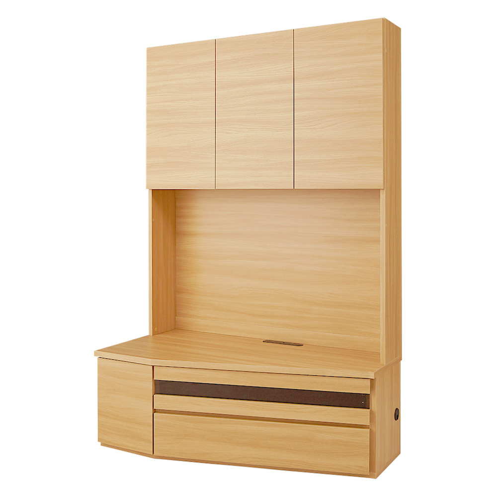 コーナー壁面収納テレビ台 幅117高さ180cm 左壁設置用 【ハイバック収納】 壁面収納テレビ台 テレビ台 テレビボード 628514