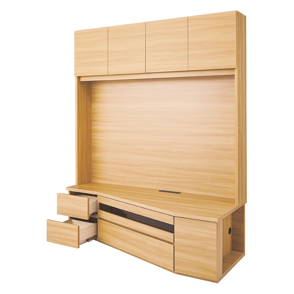 コーナー壁面収納テレビ台 幅150高さ180cm 右壁設置用 【ハイバック収納】 壁面収納テレビ台 テレビ台 テレビボード 628515