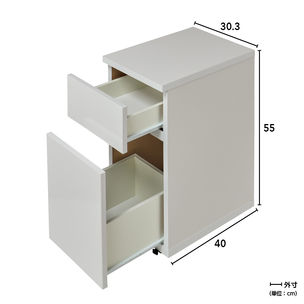 ドレッサー兼用デスク デスク下キャスター付きワゴン サイド 脇机 机 628527