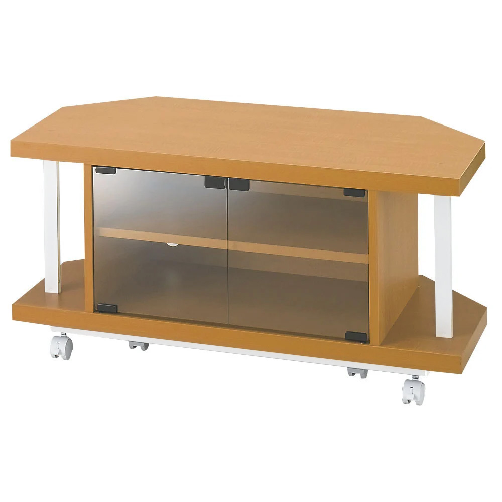 コーナーテレビ台（上棚なし） 幅90cm オープンタイプ キャスター付き コーナーテレビ台 テレビ台 テレビボード 628557