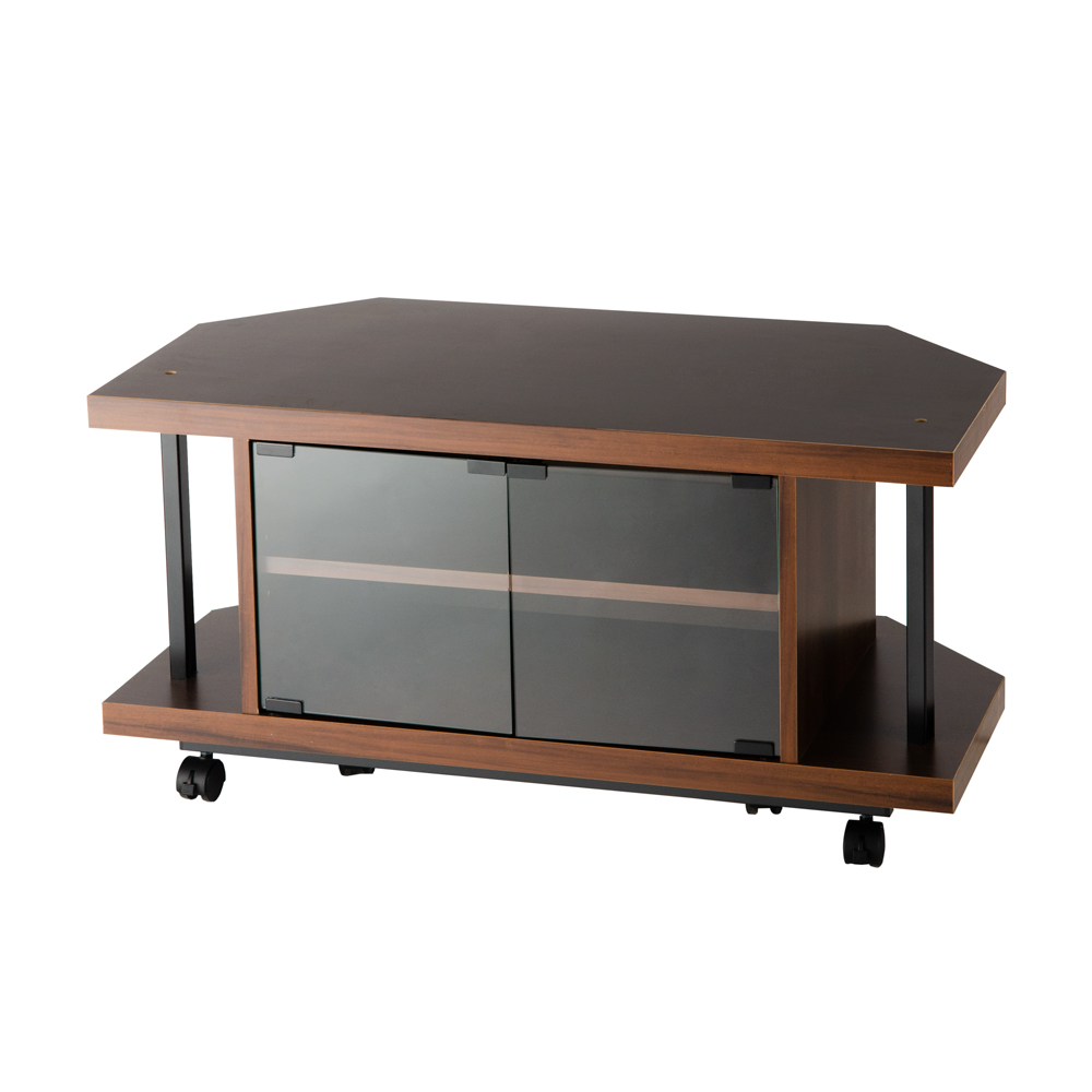 コーナーテレビ台（上棚なし） 幅90cm オープンタイプ キャスター付き コーナーテレビ台 テレビ台 テレビボード 628557