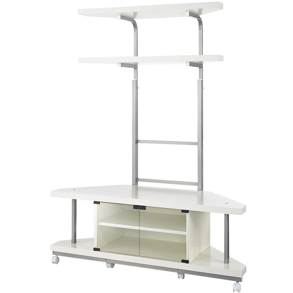 コーナーテレビ台（上棚付き） 幅120cm 棚2段 キャスター付き コーナーテレビ台 テレビ台 テレビボード 628560