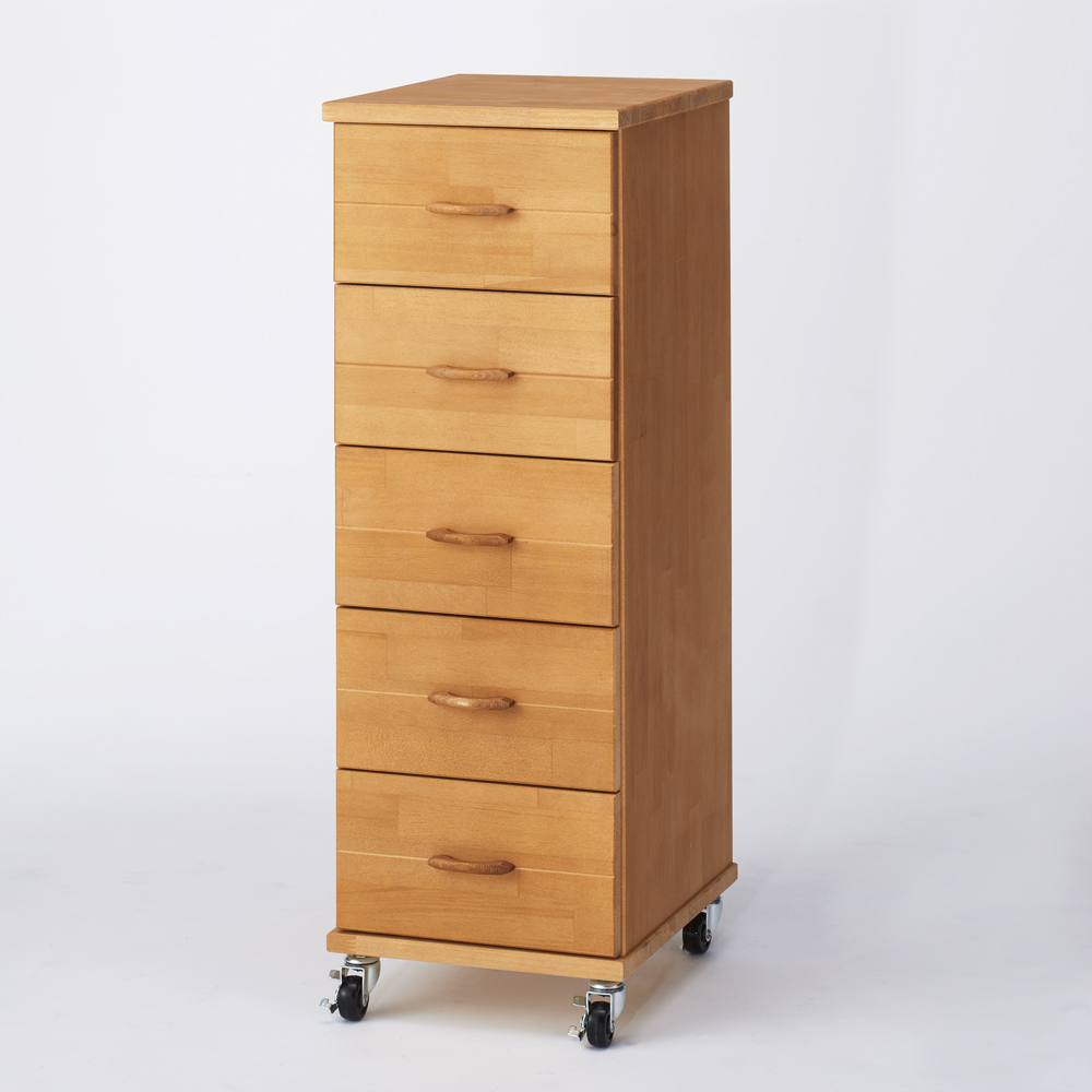 天然木多段チェスト 深5段・幅30cm リビング リビング収納 628713