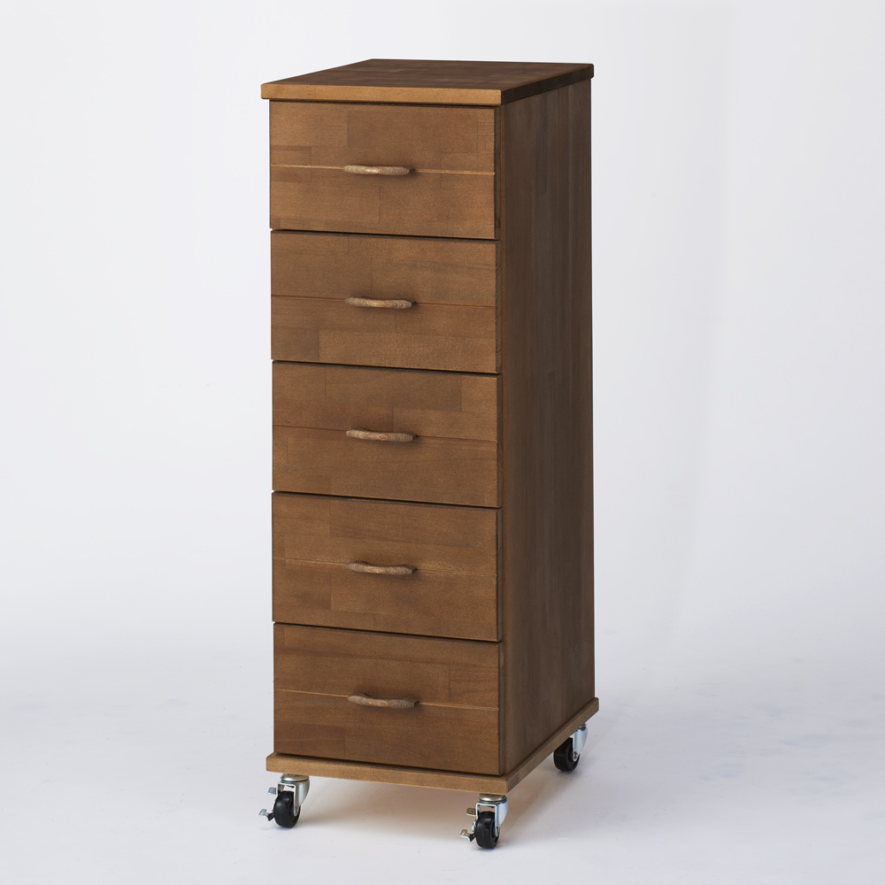 天然木多段チェスト 深5段・幅30cm リビング リビング収納 628713