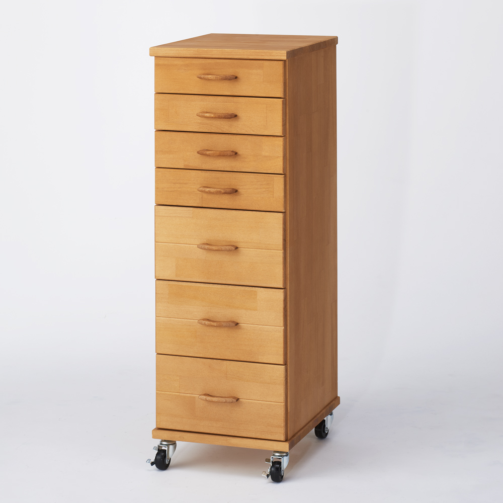 天然木多段チェスト 浅4段 深3段・幅30cm リビング リビング収納 628714