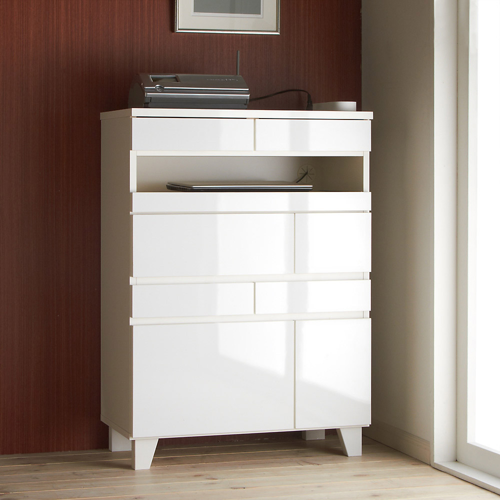 プリンターも置けるオールインワン収納引き出しFAX台 幅45cm 台 ラック リビング収納 628717