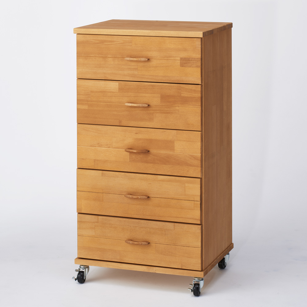 天然木多段チェスト 深5段・幅45cm リビング リビング収納 628765