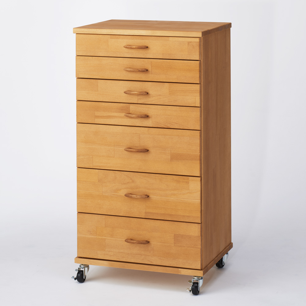 天然木多段チェスト 浅4段 深3段・幅45cm リビング リビング収納 628766