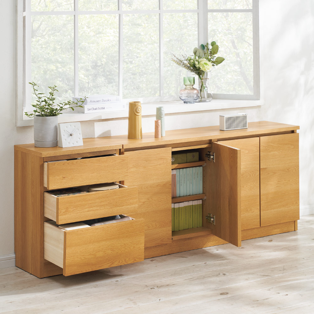 ≪幅120cm・4枚扉≫ 高さ60cm!カウンターテーブル下に収まる収納庫 キッチンカウンター下収納 キッチン収納 629029