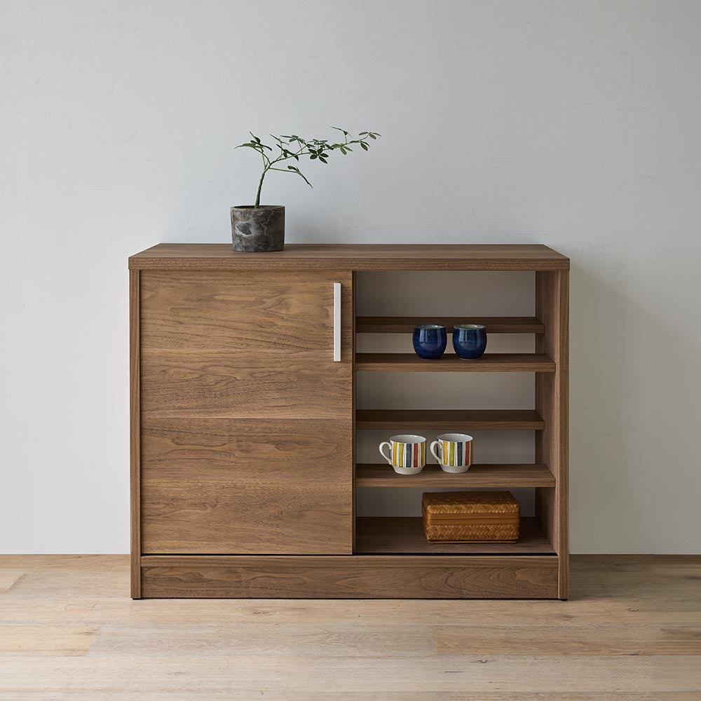 完成品 見せるも隠すも収納シリーズ 片引き戸 幅90cm高さ70cm キャビネット リビングボード リビング収納 629249