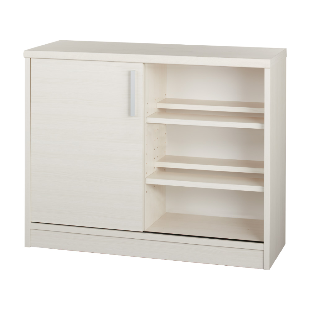 完成品 見せるも隠すも収納シリーズ 片引き戸 幅90cm高さ70cm キャビネット リビングボード リビング収納 629249