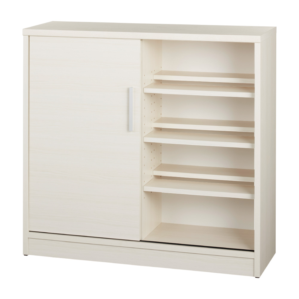 完成品 見せるも隠すも収納シリーズ 片引き戸 幅90cm高さ85cm キャビネット リビングボード リビング収納 629252