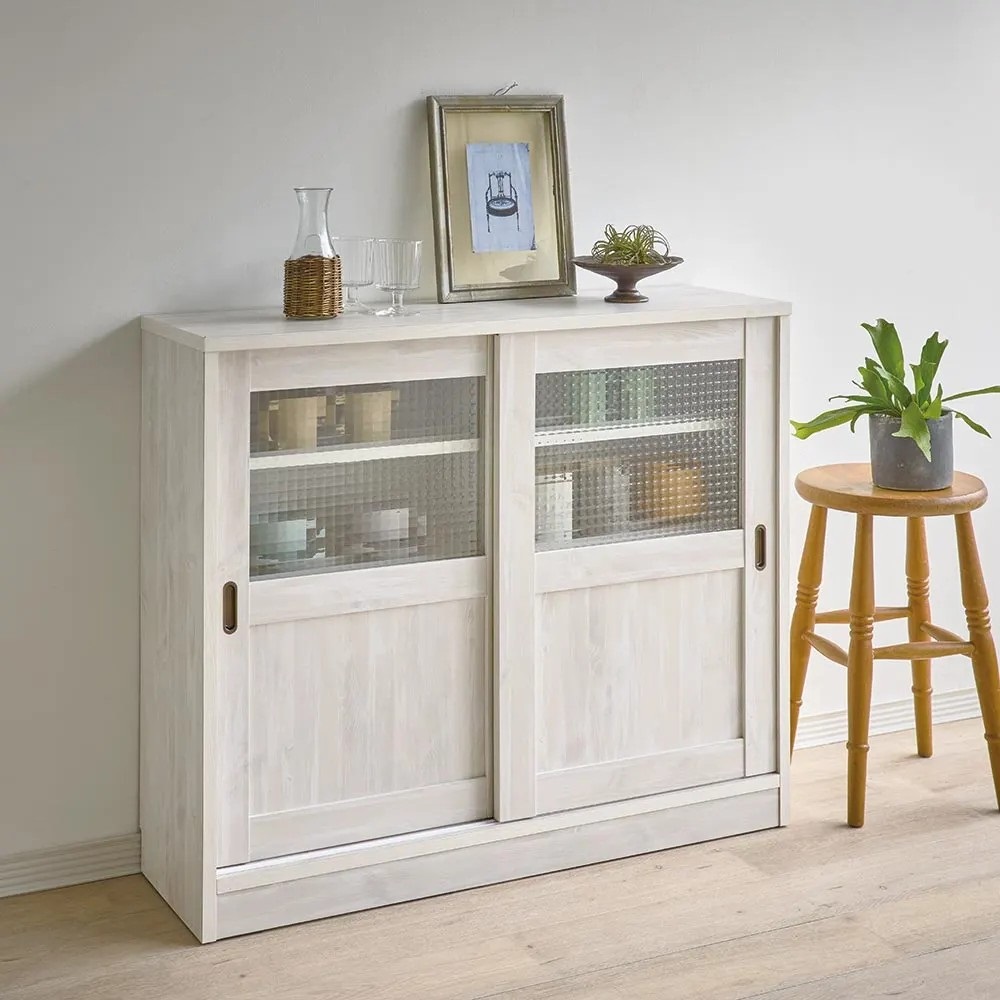 レトロ収納シリーズ モザイクガラス引戸 幅80cm キッチンカウンター キッチン収納 629255