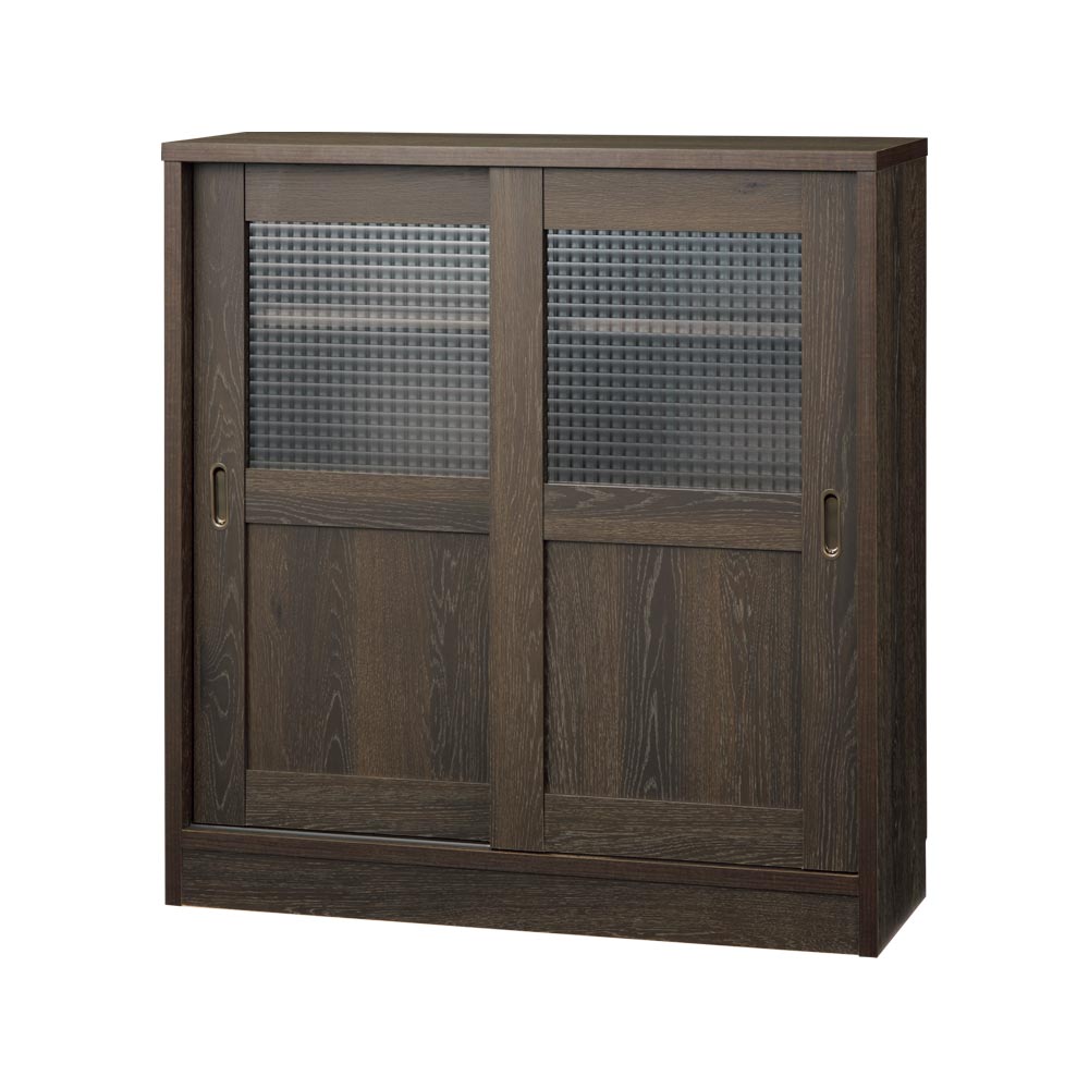 レトロ収納シリーズ モザイクガラス引戸 幅80cm キッチンカウンター キッチン収納 629255