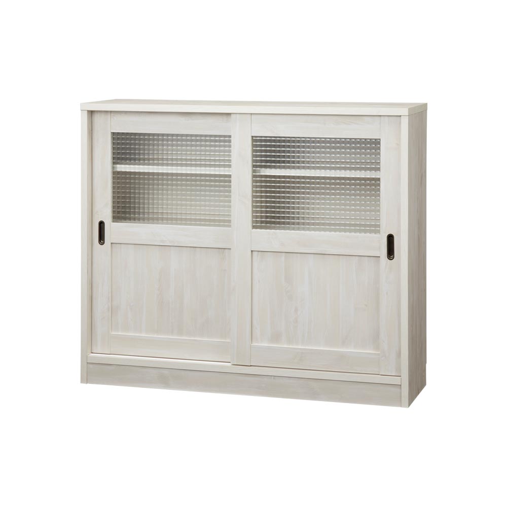 レトロ収納シリーズ モザイクガラス引戸 幅100cm キッチンカウンター キッチン収納 629256