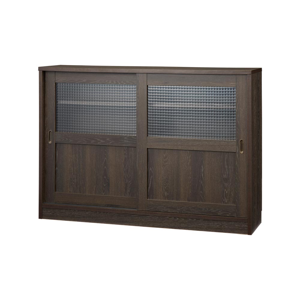 レトロ収納シリーズ モザイクガラス引戸 幅120cm キッチンカウンター キッチン収納 629257