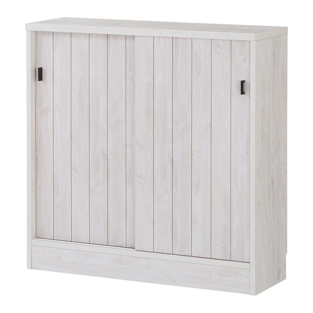 ヴィンテージ調ホワイト木目カウンター下収納庫 幅90cm高さ90cm キッチンカウンター下収納 キッチン収納 629314