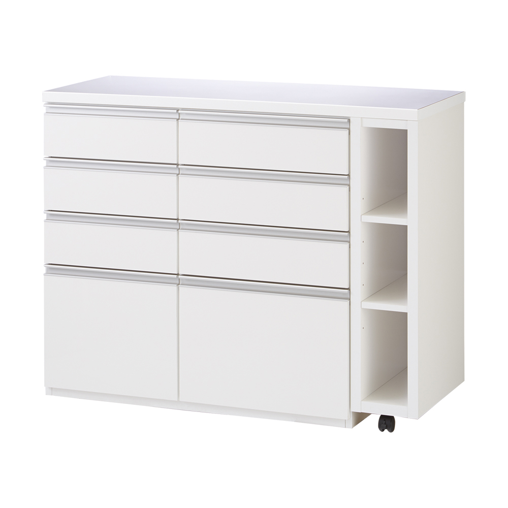 幅調節可能!スライド伸長式カウンター 幅119-182cm 引き出しタイプ キッチンカウンター キッチン収納 629514