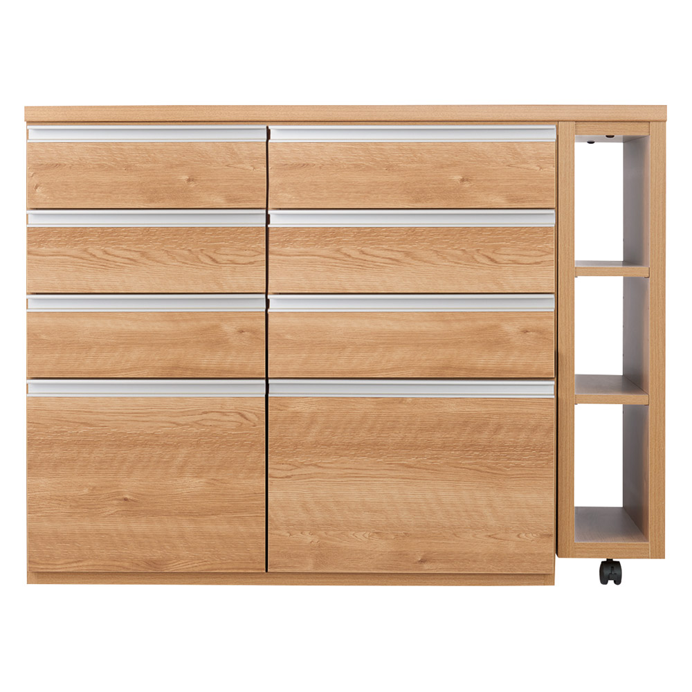 幅調節可能！スライド伸長式カウンター 幅119-182cm 引き出しタイプ キッチンカウンター キッチン収納 629564