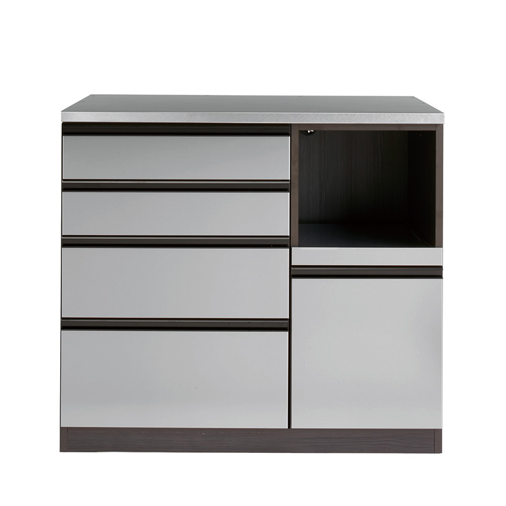 ステンレスバイブレーション仕上げ天板カウンター 幅100cm キッチンカウンター キッチン収納 629801