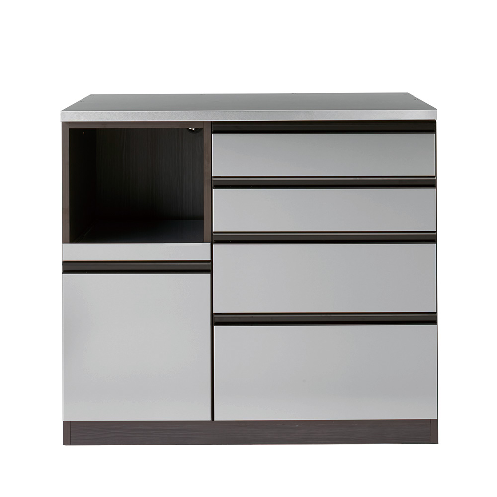 ステンレスバイブレーション仕上げ天板カウンター 幅100cm キッチンカウンター キッチン収納 629801