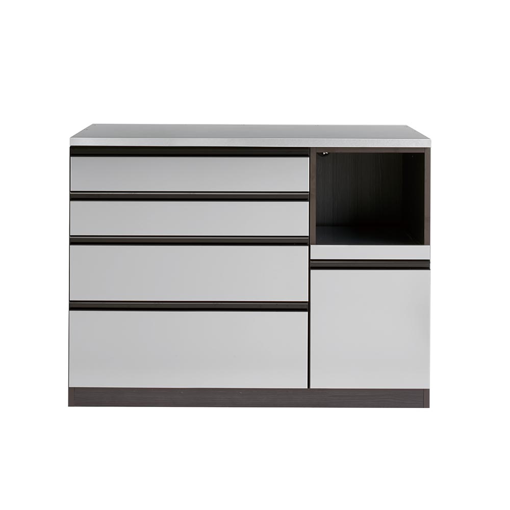 ステンレスバイブレーション仕上げ天板カウンター 幅120cm キッチンカウンター キッチン収納 629802