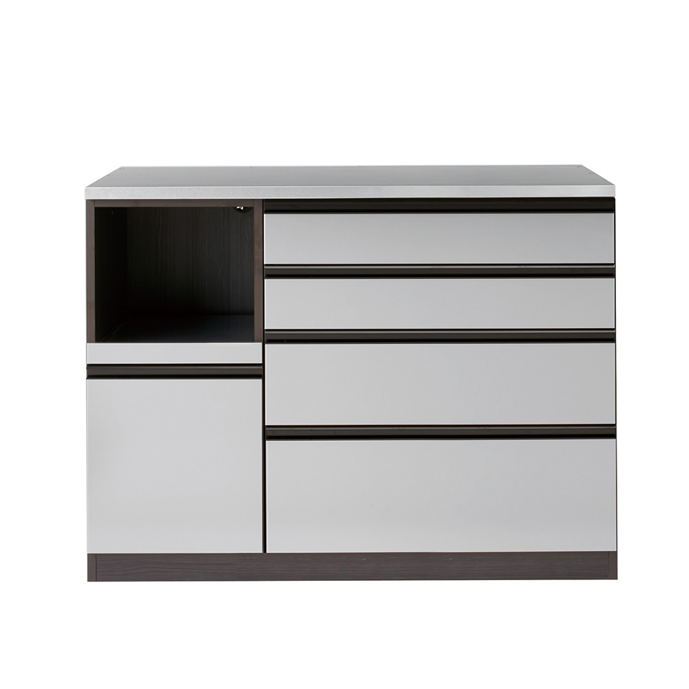 ステンレスバイブレーション仕上げ天板カウンター 幅120cm キッチンカウンター キッチン収納 629802